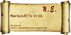 Markotán Erik névjegykártya